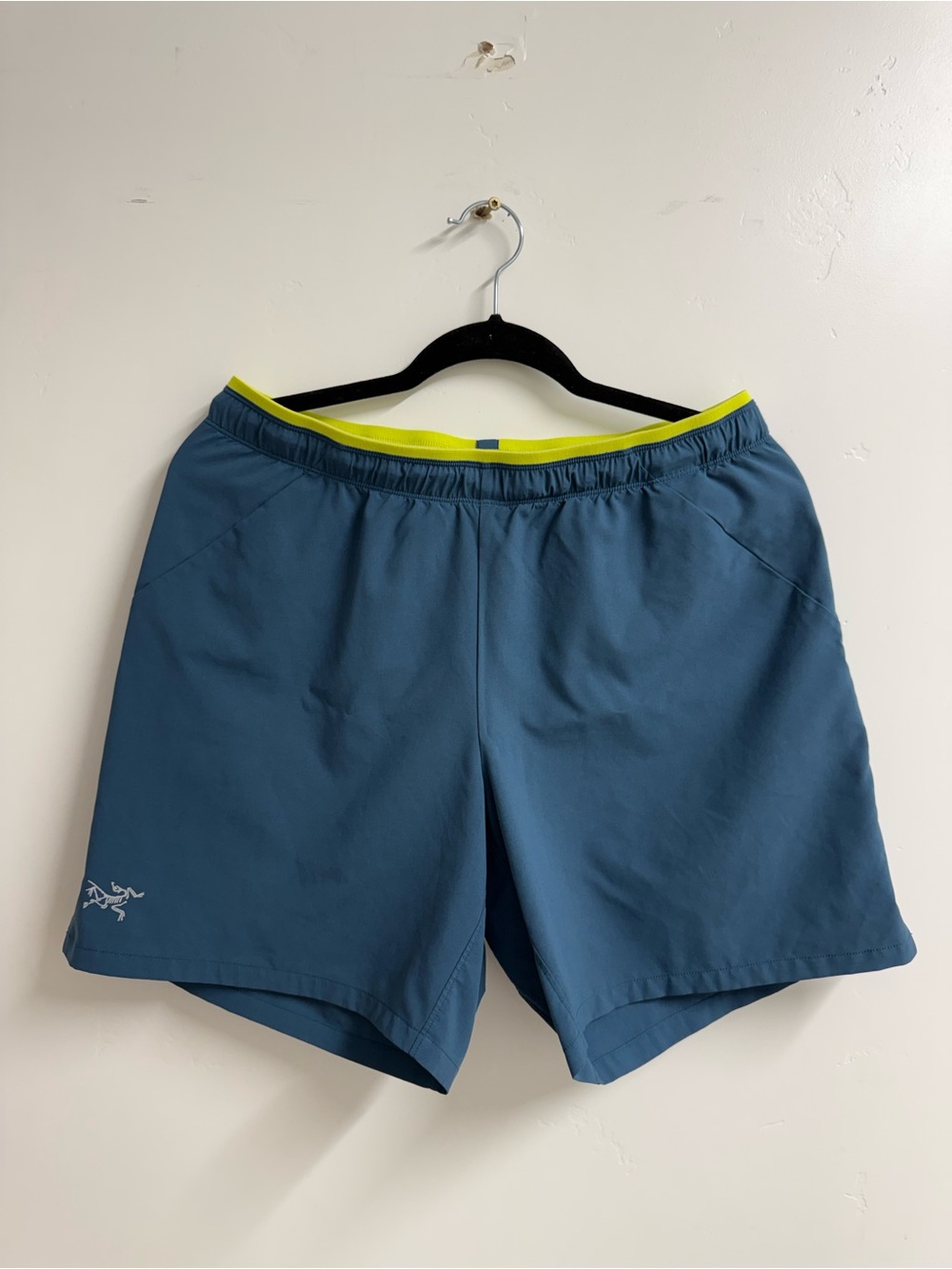 Arc'teryx Men’s Teal Athletic Shorts with Lime Waistband